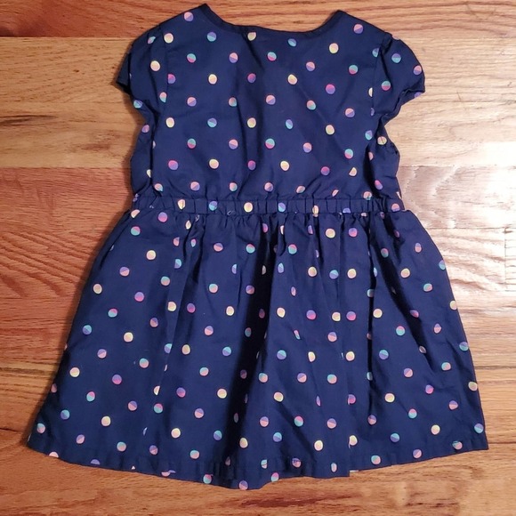 Cat & Jack Lightly Used Blue Mini Babydoll Dress w/ Polka Dots Infant 12 Months - Picture 2 of 7